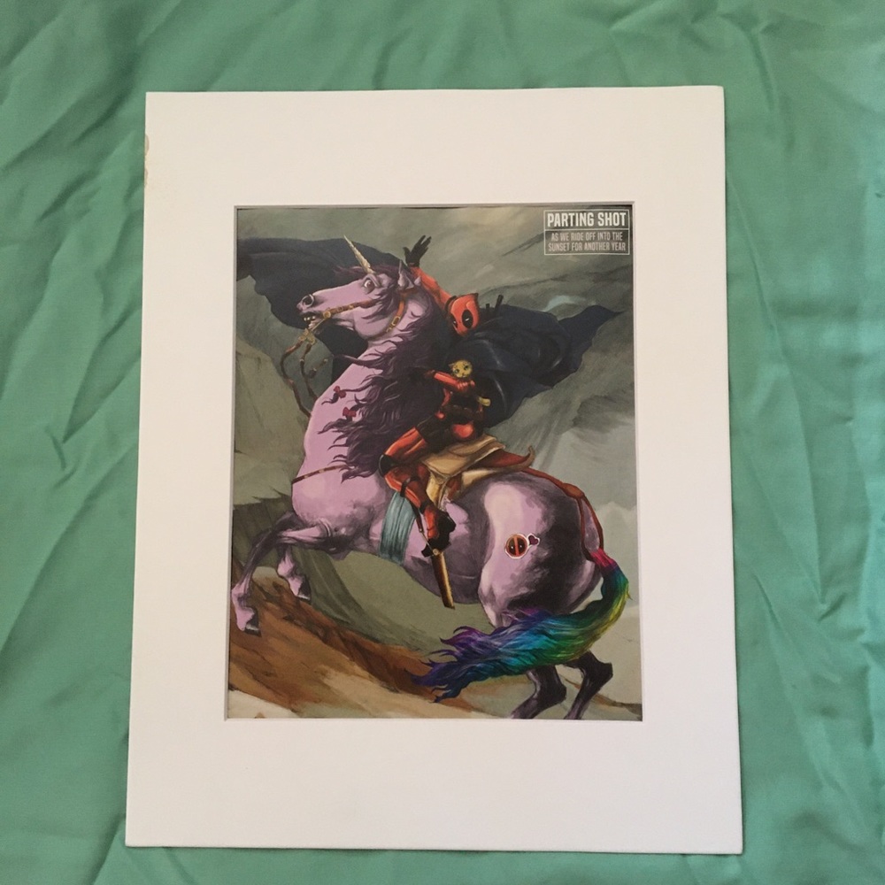 Deadpool comic Art matted Pop unicorn